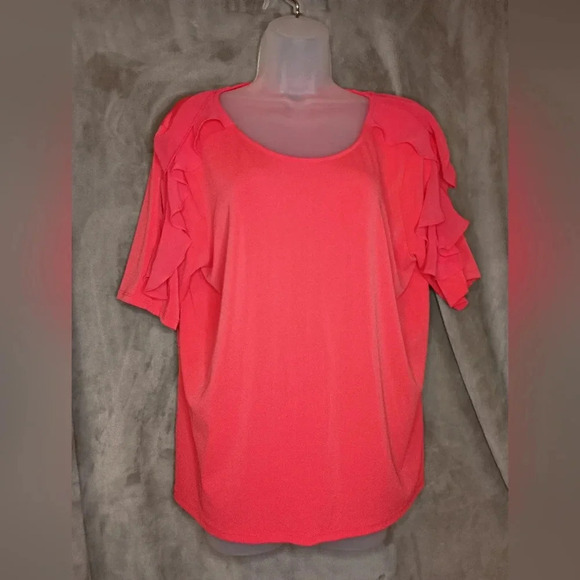 TAKE 50% OFF WORTHINGTON coral color flutter sleeve top (#945) - Picture 1 of 8